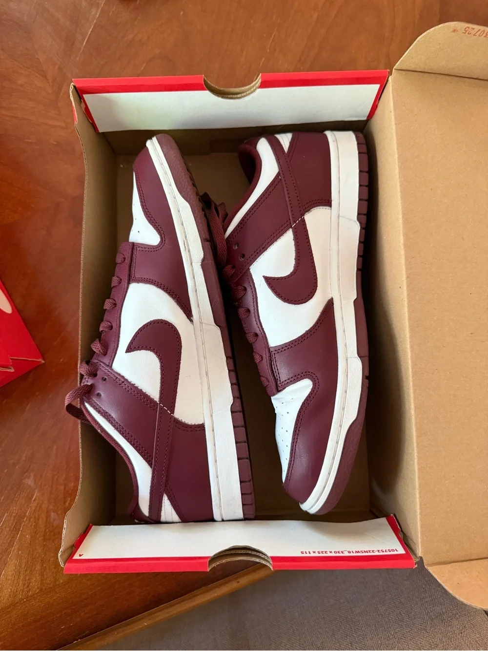 Nike Dunk Low Burgundy and White Casual Sneakers